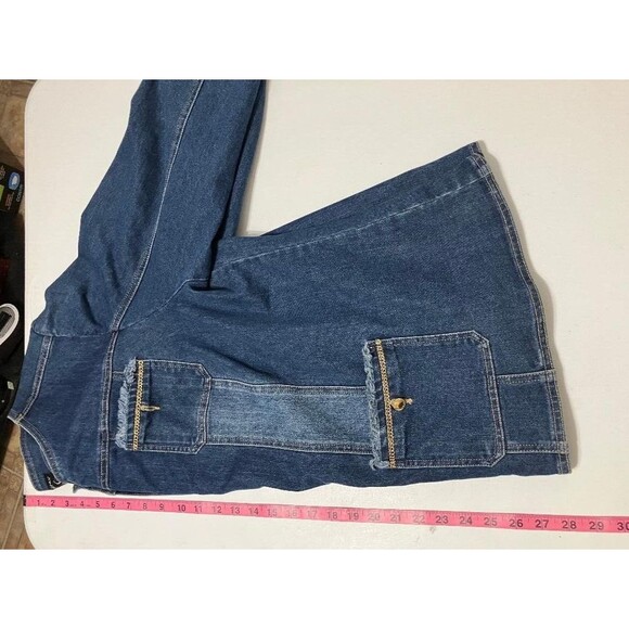 Catherines Womens Plus Size 2X Denim Jean Jacket Gold Tone Buttons Fringe Accent - Picture 9 of 9